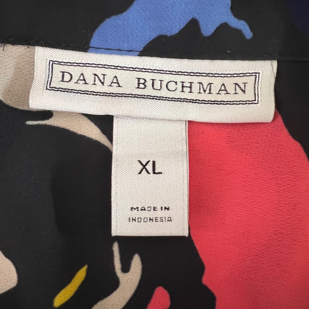 Dana Buchman Womens XL Abstract Floral Button Up Blouse Multicolor Long Sleeve - Picture 7 of 9